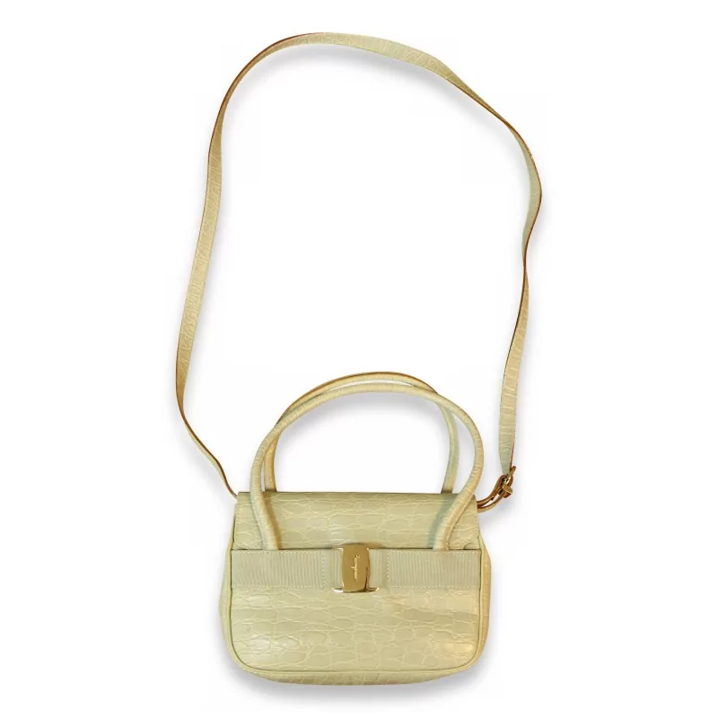 \"Ferragamo\" bag in crocodile-embossed leather. Lime green color. - Moinat - Decorating accessories